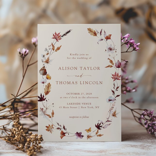 Convite Coroa de folhas de terracota Boho Fall Wedding (Criador carregado)