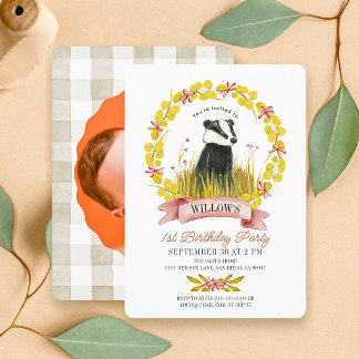 Convite Coroa de Folhas de Texugo Outono/Aniversário de 1