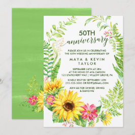Convite Coroa de Girassóis de Verão de 50º Aniversário de 