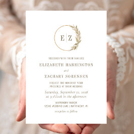 Convite Coroa de Grama Pampas Boho Monograma Casamento Beg