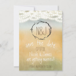 Convite Coroa de Gravetos Rústicos & Luzes de Natal Save T