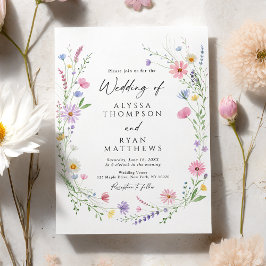 Convite Coroa de Jardim de Flores Silvestres Casamento