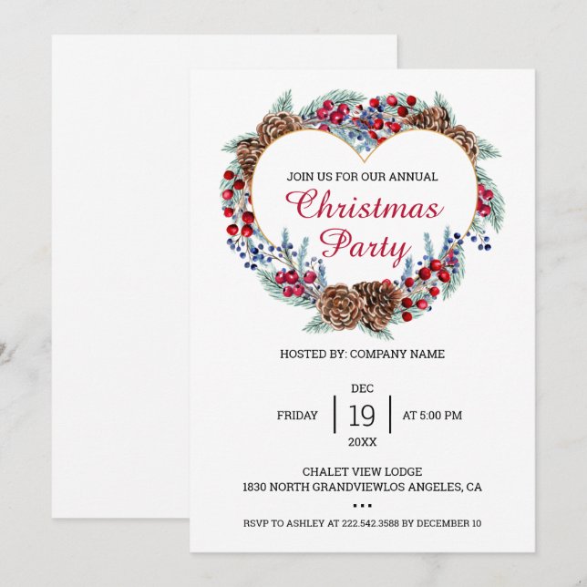 Convite Coroa de Natal  (Frente/Verso)
