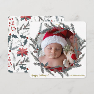 Convite Coroa de Natal Botânica de Inverno com Frutas de P