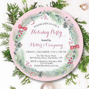 Convite Coroa de Natal Corporativa de Inverno Elegante