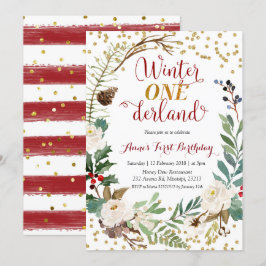 Convite Coroa de Natal de Aniversário de Inverno Onederlan