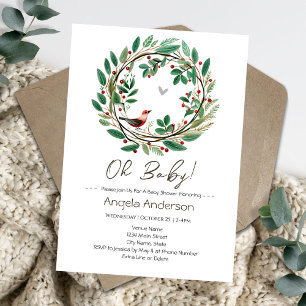 Convite Coroa de Natal de Inverno Baby Shower