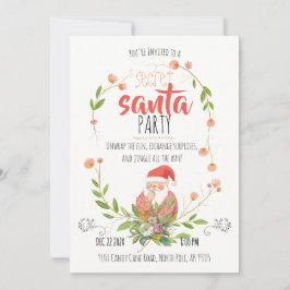 Convite Coroa de Natal do Papai Noel Secreto em Aquarela N