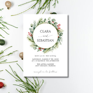 Convite Coroa de Natal Elegante Minimalista Moderno Casame