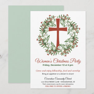 Convite Coroa de Natal para a Festa de Natal da Igreja das