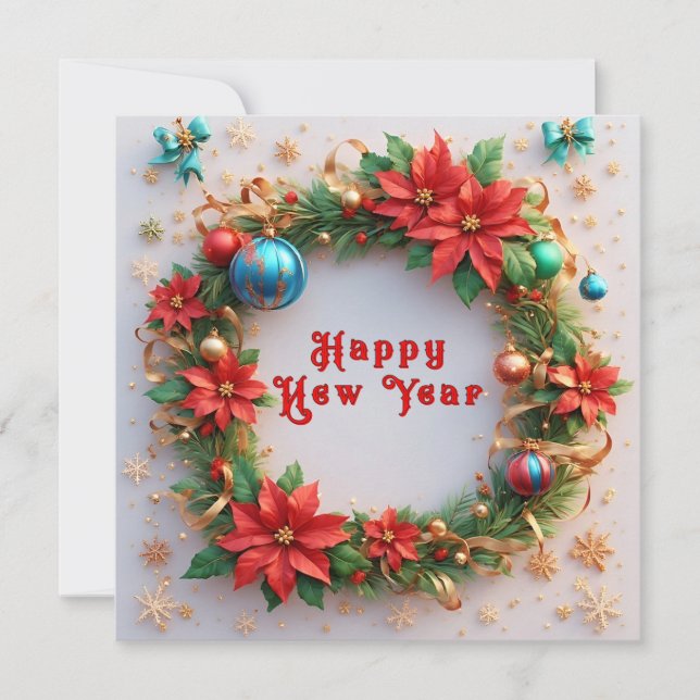 Convite Coroa de Natal 🎄✨ Poinsettia Bolas (Frente)