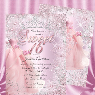 Convite Coroa de Natal Sweet 16 rosa bege
