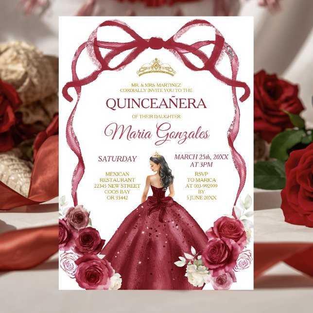 Convite Coroa de Ouro da Princesa do Arco Vermelho Borgonh (Criador carregado)