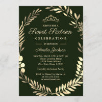Coroa de Ouro Verde Esmeralda Elegante Sweet Sixte