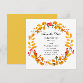 Convite Coroa de outono amarelo. Casamento de outono, salv
