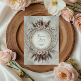 Convite Coroa de Penas Boho Rosa Floral Casamento