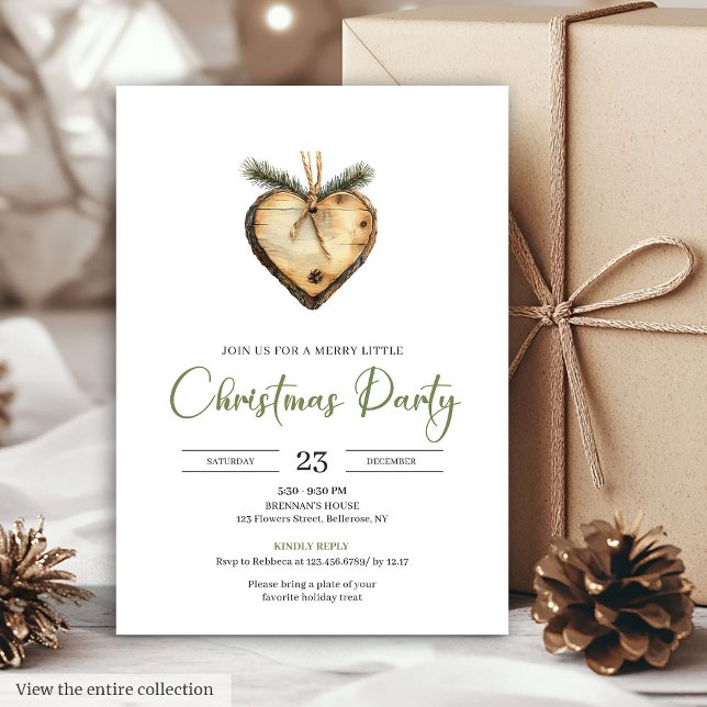 Convite Coroa de Pinheiro Boêmio Clássico Aguarela Natal  (Classic Bohemian Pine Wreath Watercolor Holiday Invite)