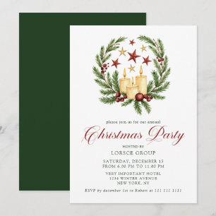 Convite Coroa de Pinheiro Elegante Festa de Natal Corporat