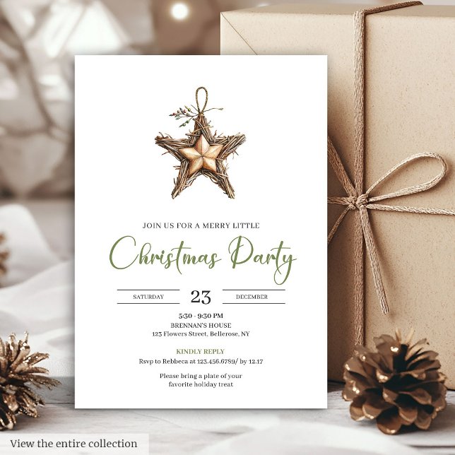 Convite Coroa de pinheiro simples boêmio em aquarela Natal (Simple Bohemian Watercolor Pine Wreath Christmas Card)