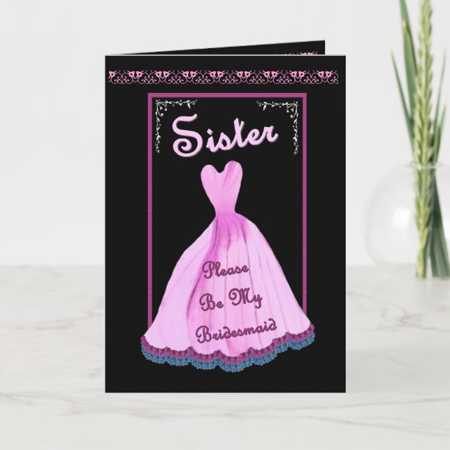 Convite Coroa de PINK SISTER Bridesmaid com Flor (Frente)