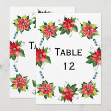 Coroa de Poinsettia em Aquarela - Número da Mesa