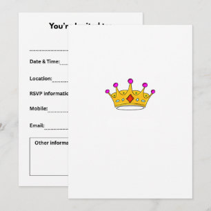 Convite Coroa de princesa, coroa de príncipe, tema de coro