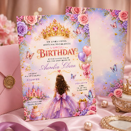 Convite Coroa de Princesa Encantada Festa de Aniversário p