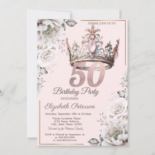Convite Coroa de Princesa Floral Festa de 50 Anos