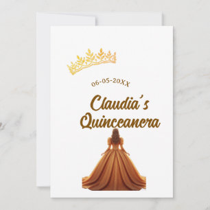 Convite coroa de princesa laranja quinceanera aniversário