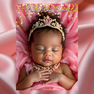 Convite Coroa de Princesa Rosa Ouro para Chá de Bebê Menin