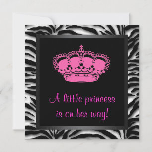 Convite Coroa de Princesa Rosa Quente Criança Menina Chuve