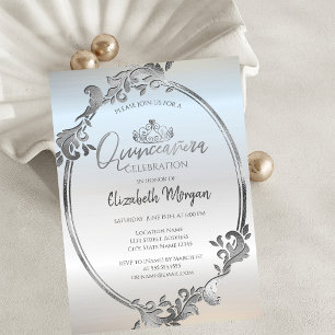 Convite Coroa de Quinceañera Chic em Prata
