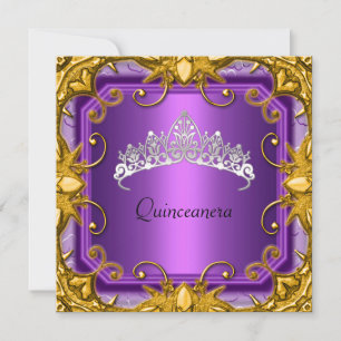 Convite Coroa de Quinze Anos Festa de Aniversário Roxo Dou