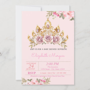 Convite Coroa de Rosas Chic Floral Baby Shower