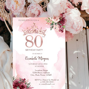 Convite Coroa de Rosas com Glitter em Rose Gold para Festa