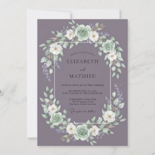 Convite Coroa de Suculentas Casamento Rosa Malva Suave