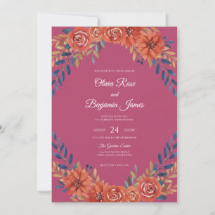 Convite Coroa de Terracota Magenta Casamento