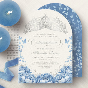 Convite Coroa de Tiara Princesa Azul Claro Quinceanera