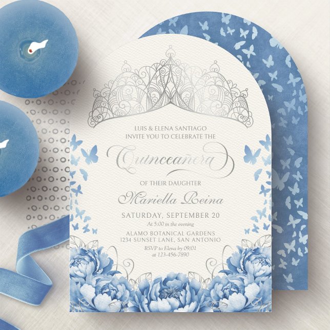 Convite Coroa de Tiara Princesa Azul Claro Quinceanera (Criador carregado)