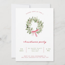 Convite Coroa de Verde Minimalista e Arco de Natal