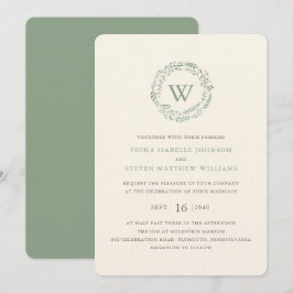 Convite Coroa de Verdura Elegante Casamento Aquarela