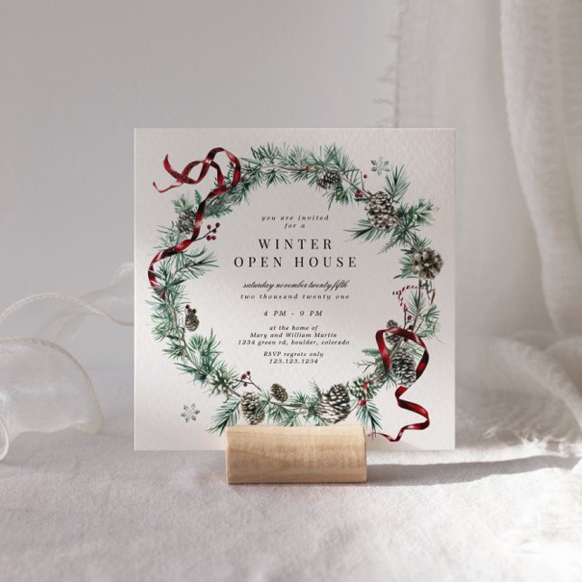 Convite Coroa de Verduras da Fita Vermelha Casa Aberta Qua (Criador carregado)