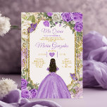 Convite Coroa Dourada Lilac Mis Quince 15 Anos Quinceañera<br><div class="desc">Quinceañera Purple Lilac Dourado Convite Coroa Mis Quince 15 Anos,  16 Anos Aniversário, </div>