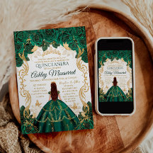 Coroa Dourada Verde Esmeralda Real Quinceañera