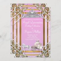 Coroa e Carruagem Princesa Dourado Rosa Quinceañer