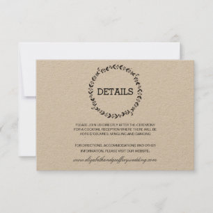 Convite Coroa Elegante Detalhes de Casamento Rústico Kraft