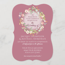 Convite Coroa Elegante Rosas Rosa Empoeiradas Casamento Fl