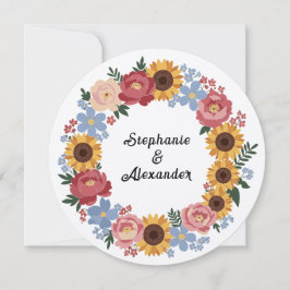 Convite Coroa Floral Boho Casamento 