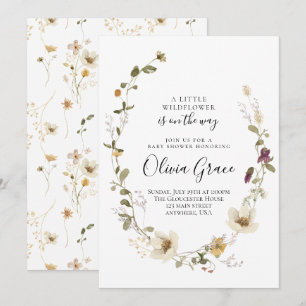 Convite Coroa floral Boho de flores silvestres chá de bebê