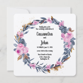 Convite Coroa Floral Bonita Casamento